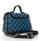 GUCCI Monogram Multicolor Matelasse Diagonal Mini GG Marmont Top Handle Shoulder Bag Light Blue